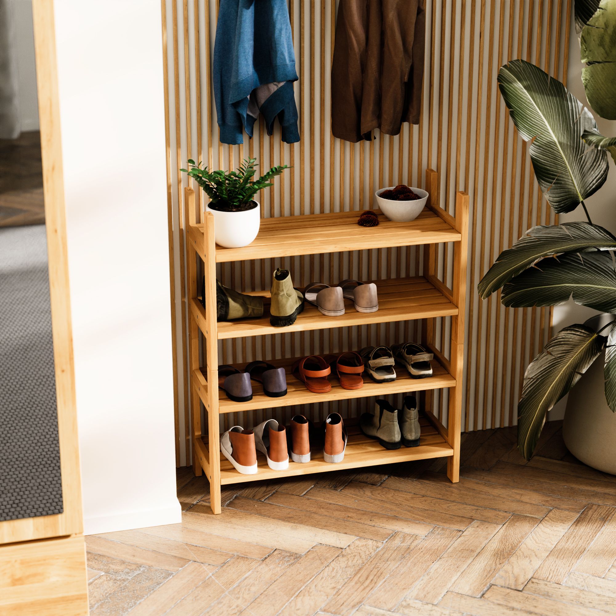 Stapelbares Schuhregal Erle natur geölt